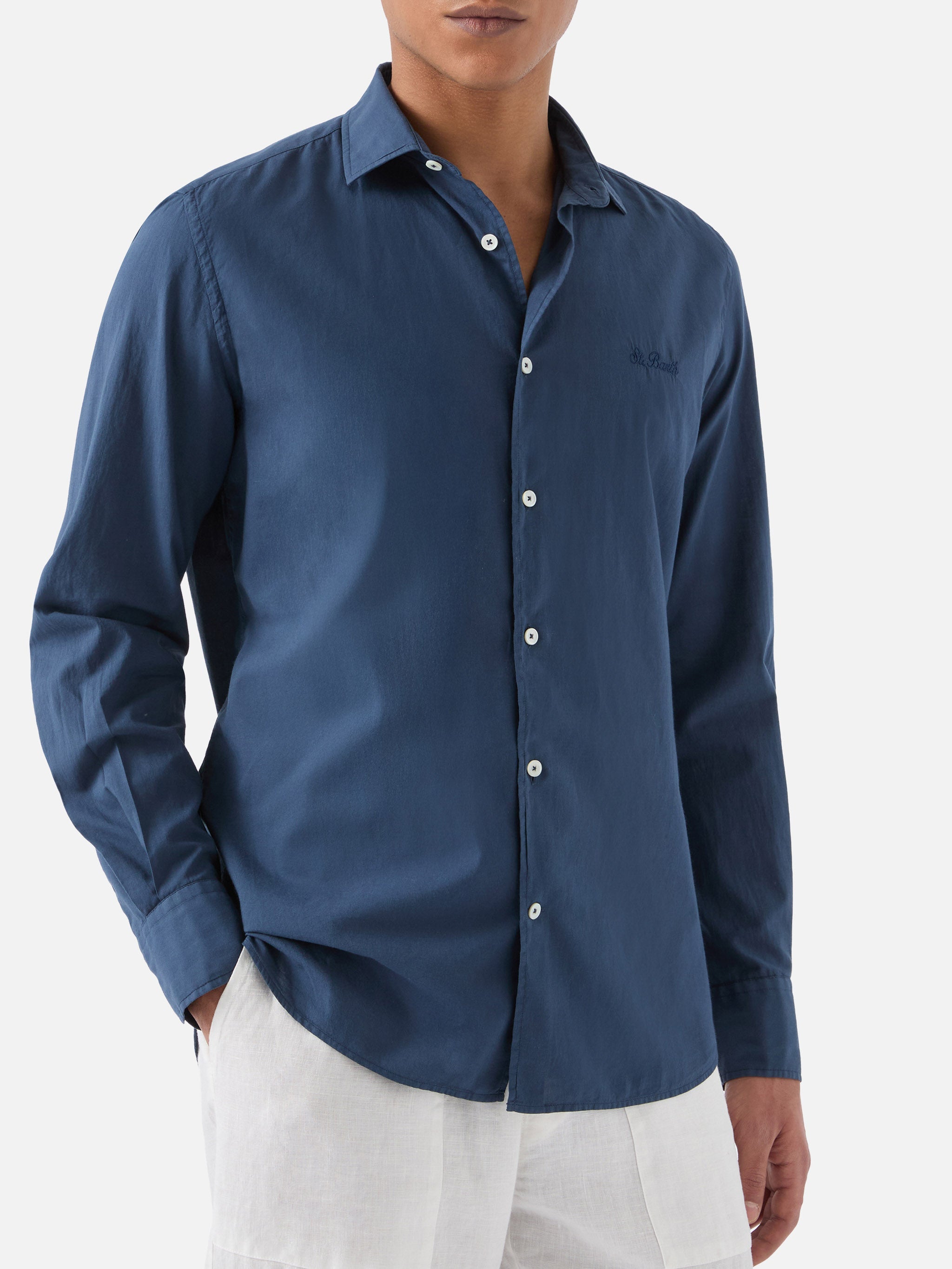 Navy Chemise Shirt Pure Cotton Blue