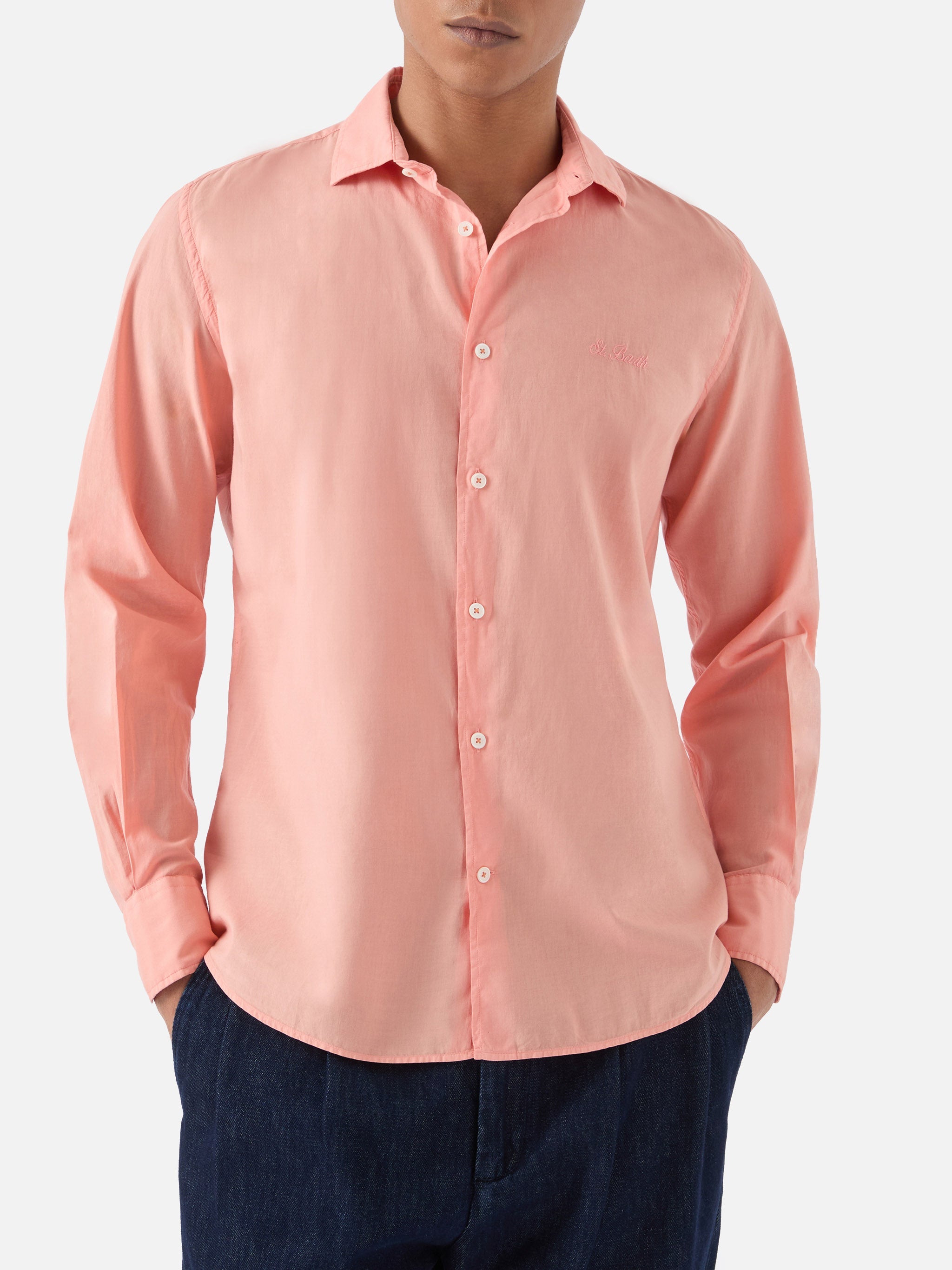 Peach Chemise Shirt Pure Cotton Orange