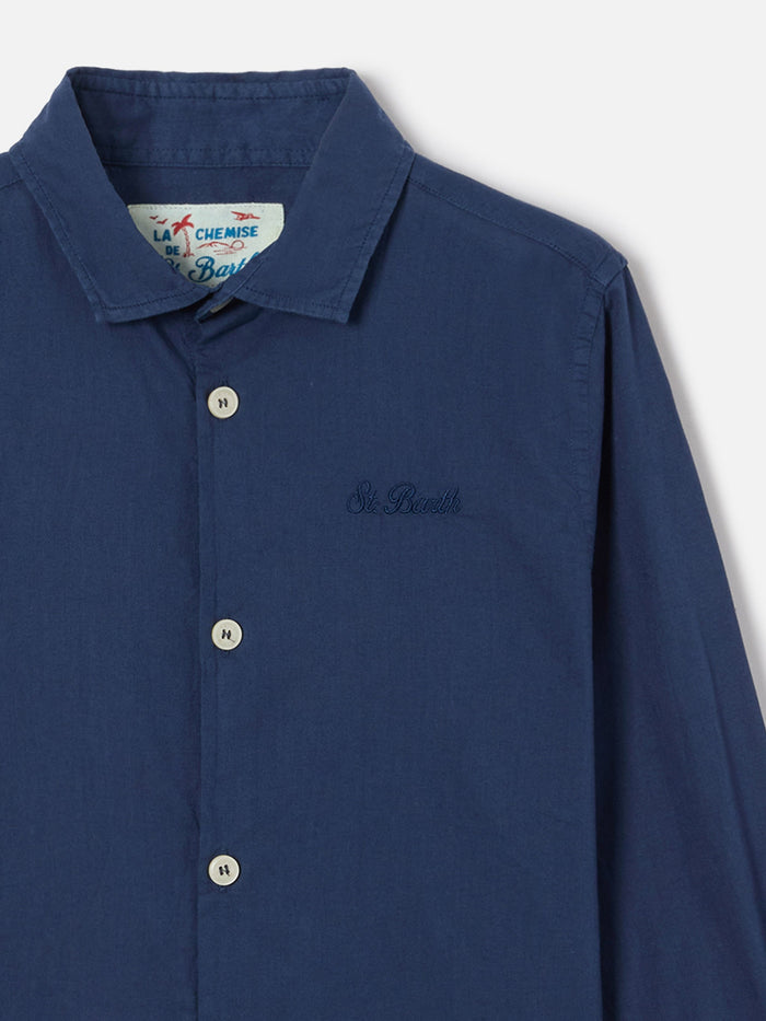 Navy Blue Chemise Jr Shirt Cotton Voile