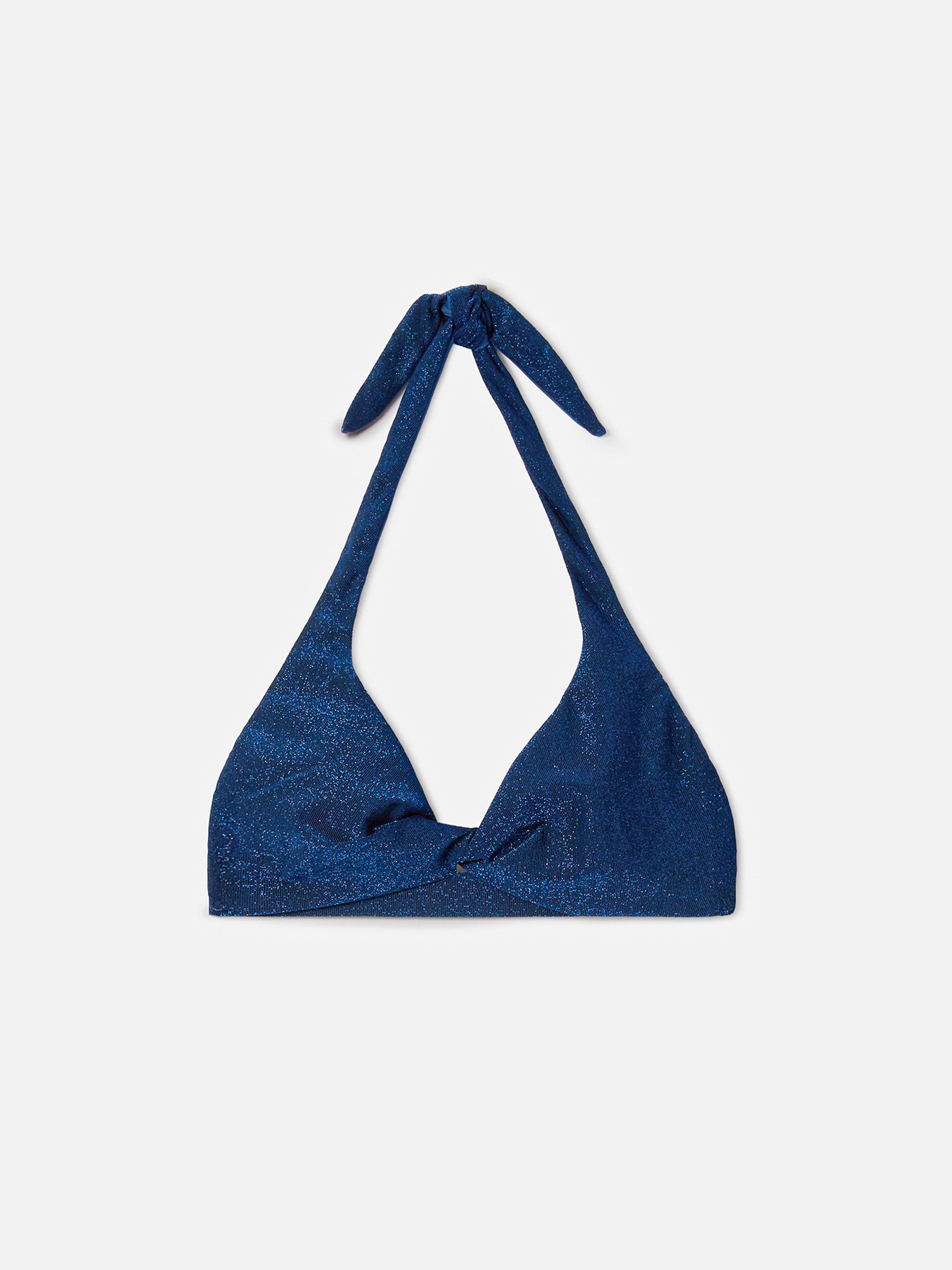 Leda Bralette Bikini Top Blue Lurex With Cut-Out Detail