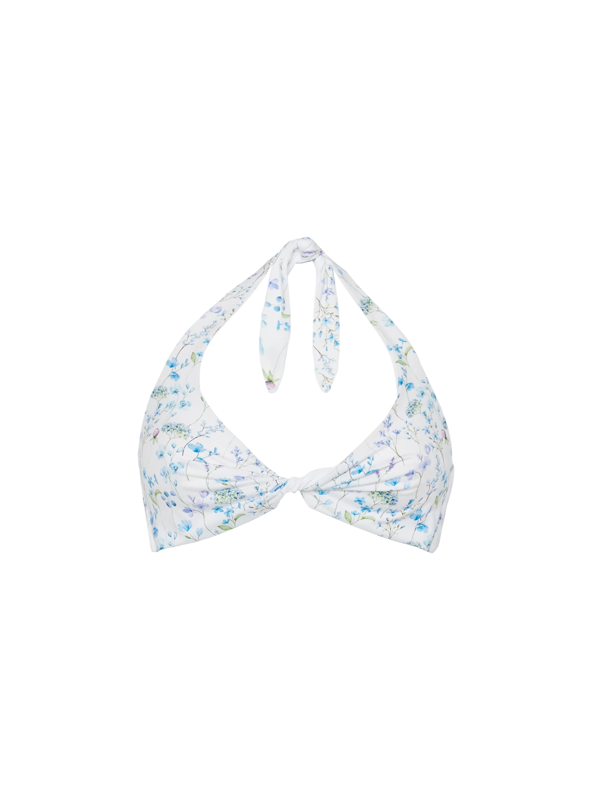 Leda Triangle Bralette Top With Flower Print White