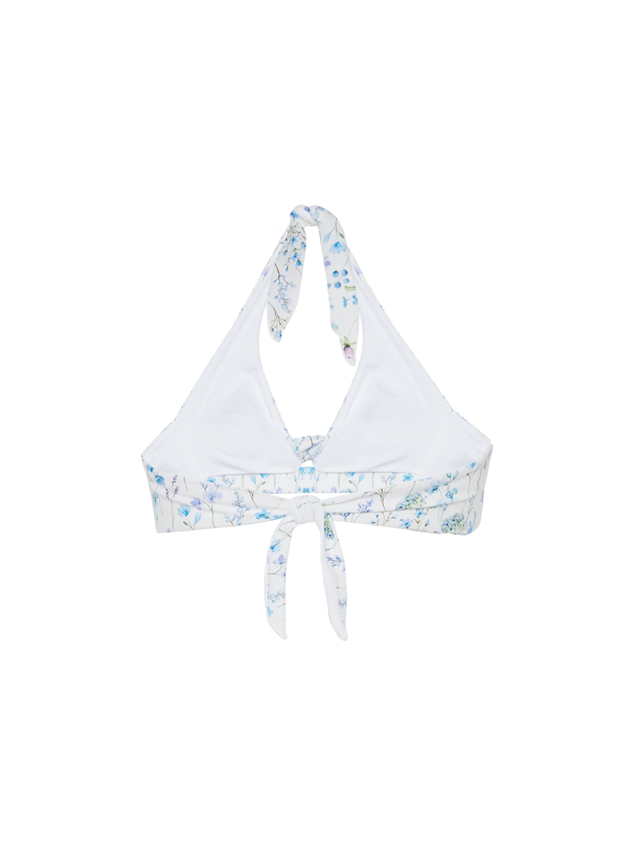 Leda Triangle Bralette Top With Flower Print White