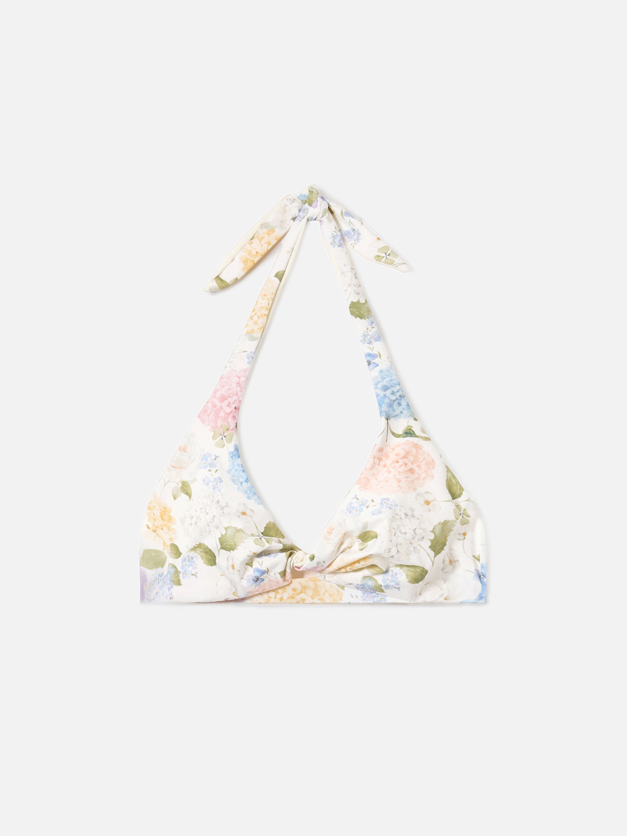 Leda Bralette Bikini Top With Floral Print And Cut-Out Detail White