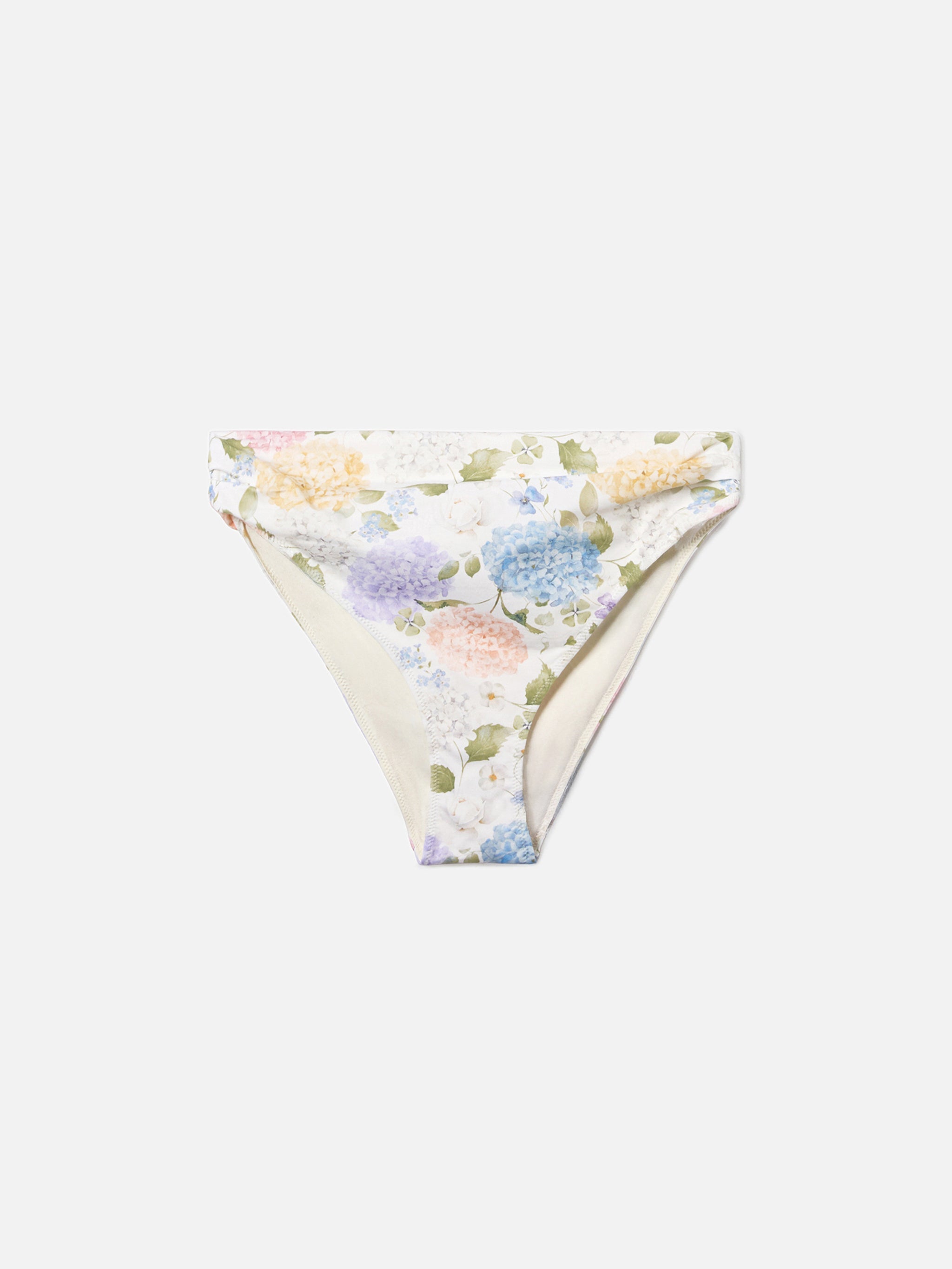 Sugar Classic Mid-Rise Bikini Bottoms With All-Over Floral Print White Bottom