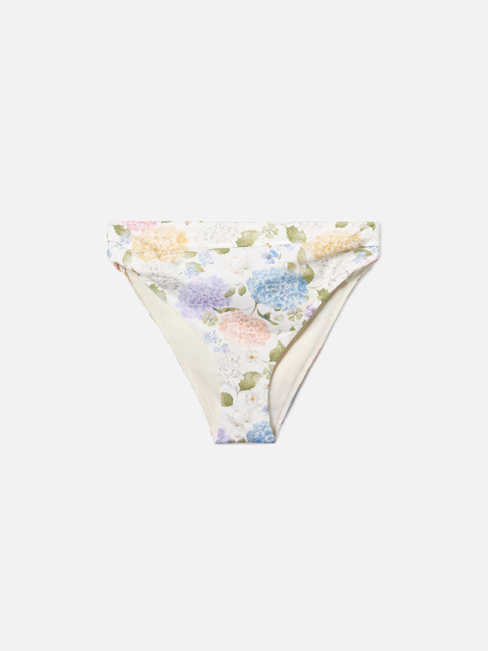 Sugar Classic Mid-Rise Bikini Bottoms With All-Over Floral Print White Bottom