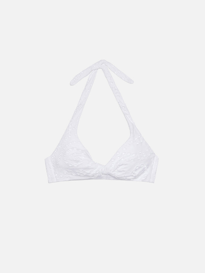Leda Sangallo Lace Triangle Bralette Top White