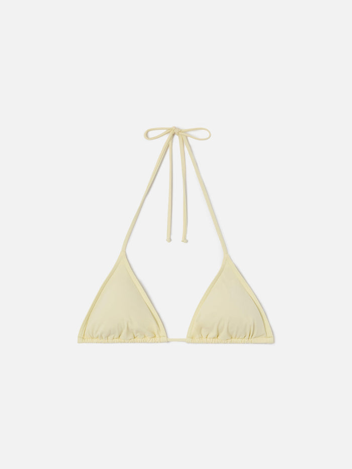 Leah Triangle With Ties Bikini Top Solid Butter Yellow
