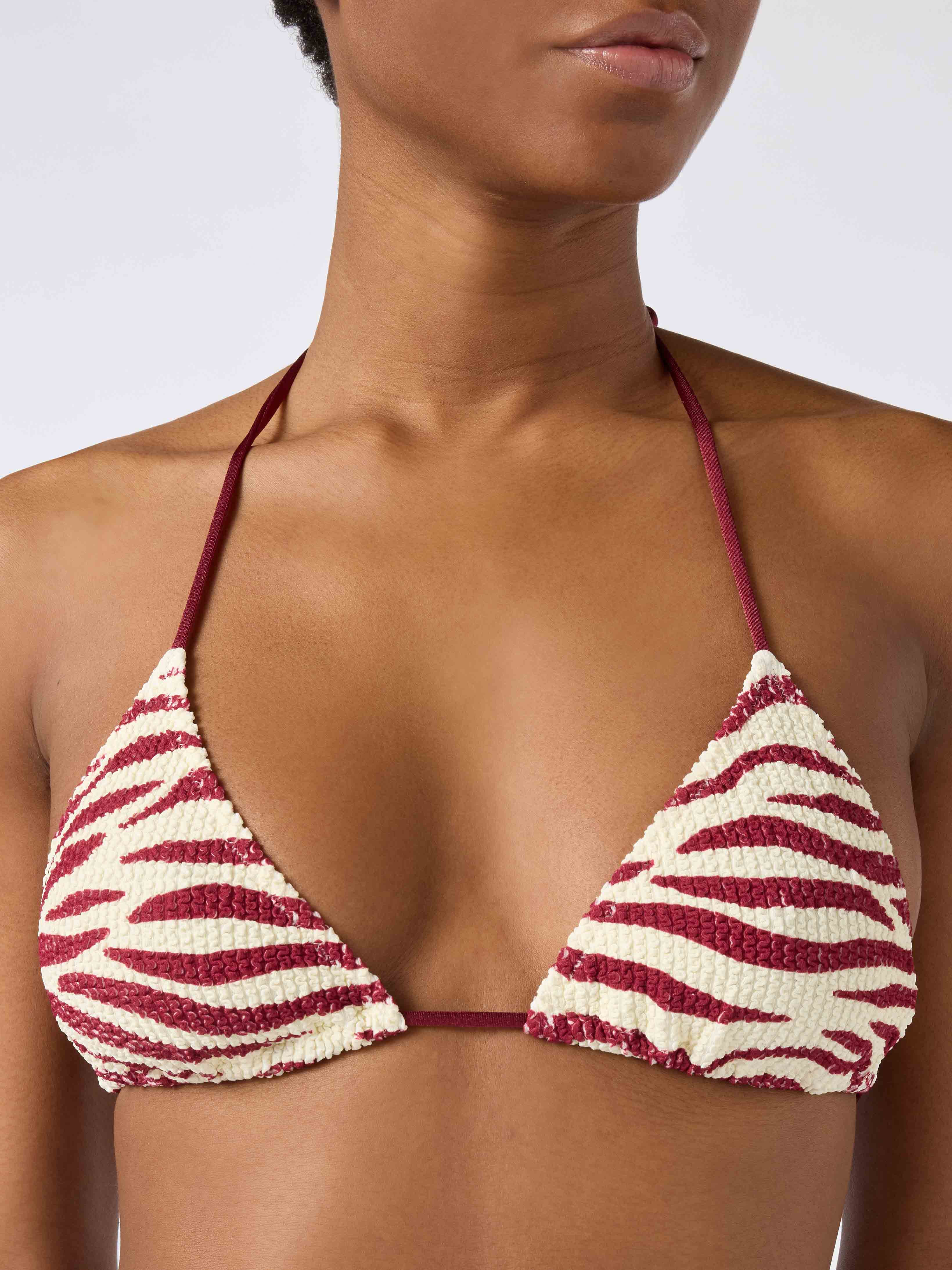 Leah Triangle Bikini Top Zebra Crinkle Fabric White