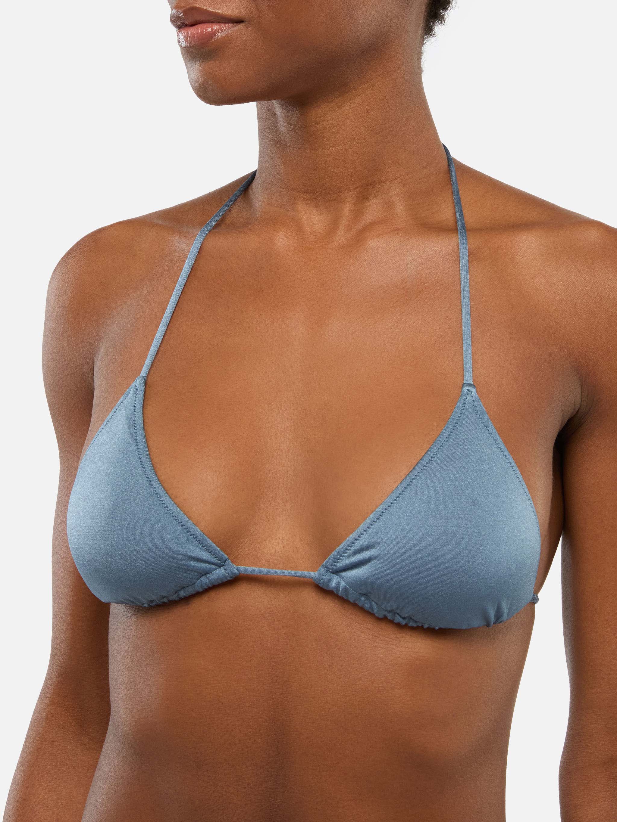Leah Shimmer Avio Blue Triangle Top Swimsuit Sky