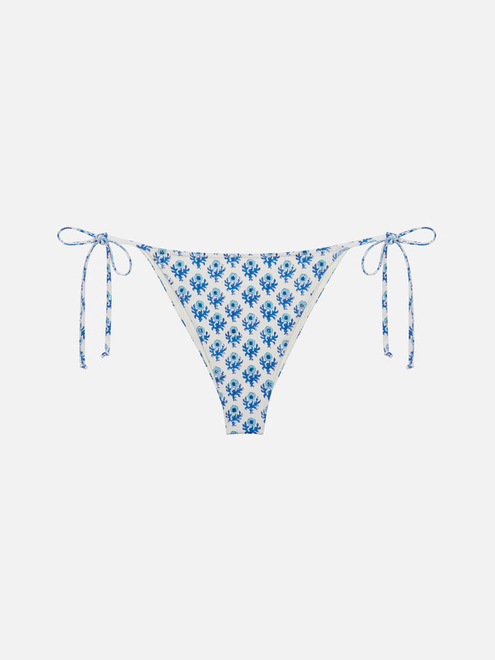 Marielle Classic Swim Briefs With Floral Print White Bottom