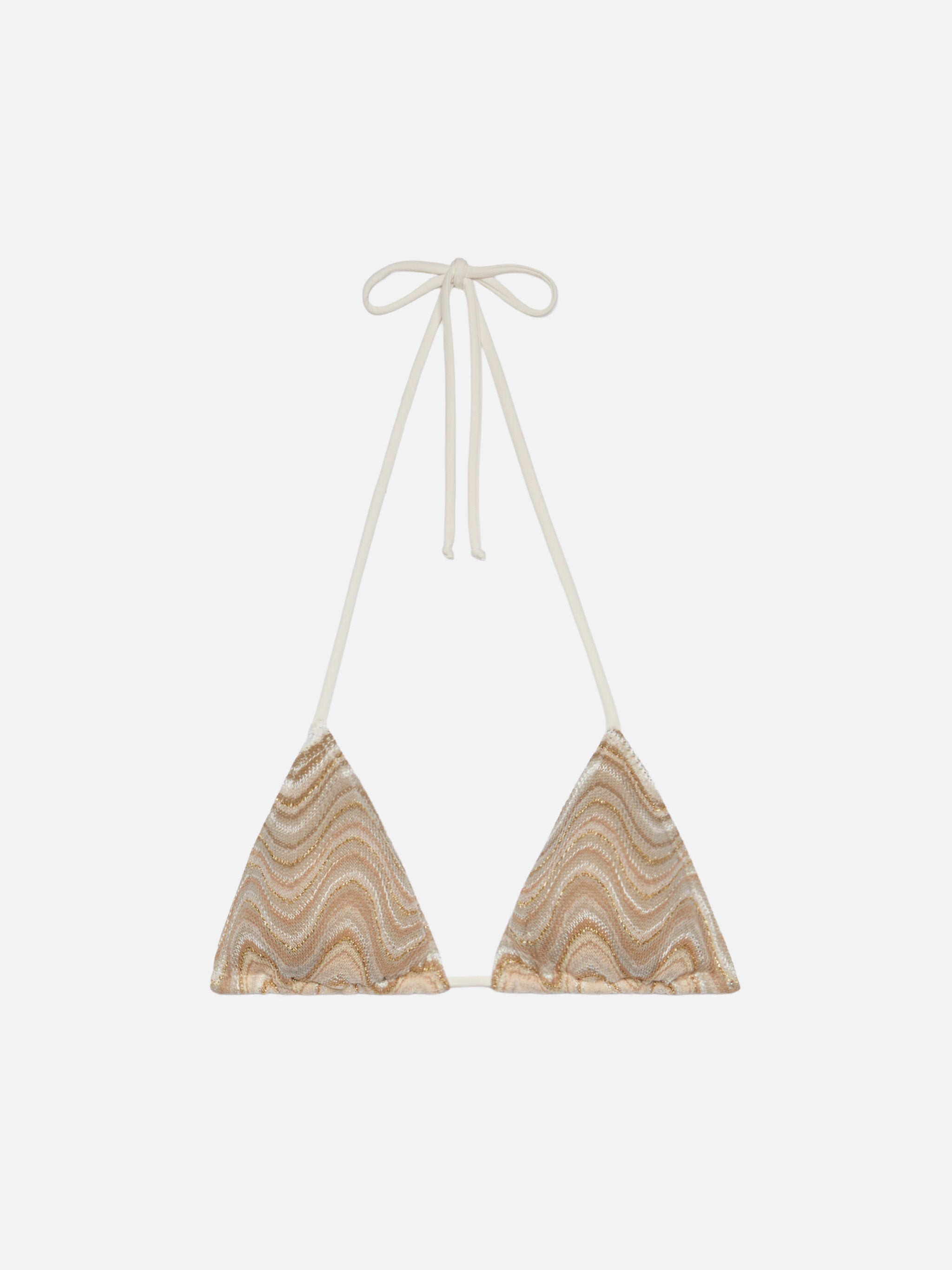 Leah Raschel Wave Pattern Triangle Top Beige