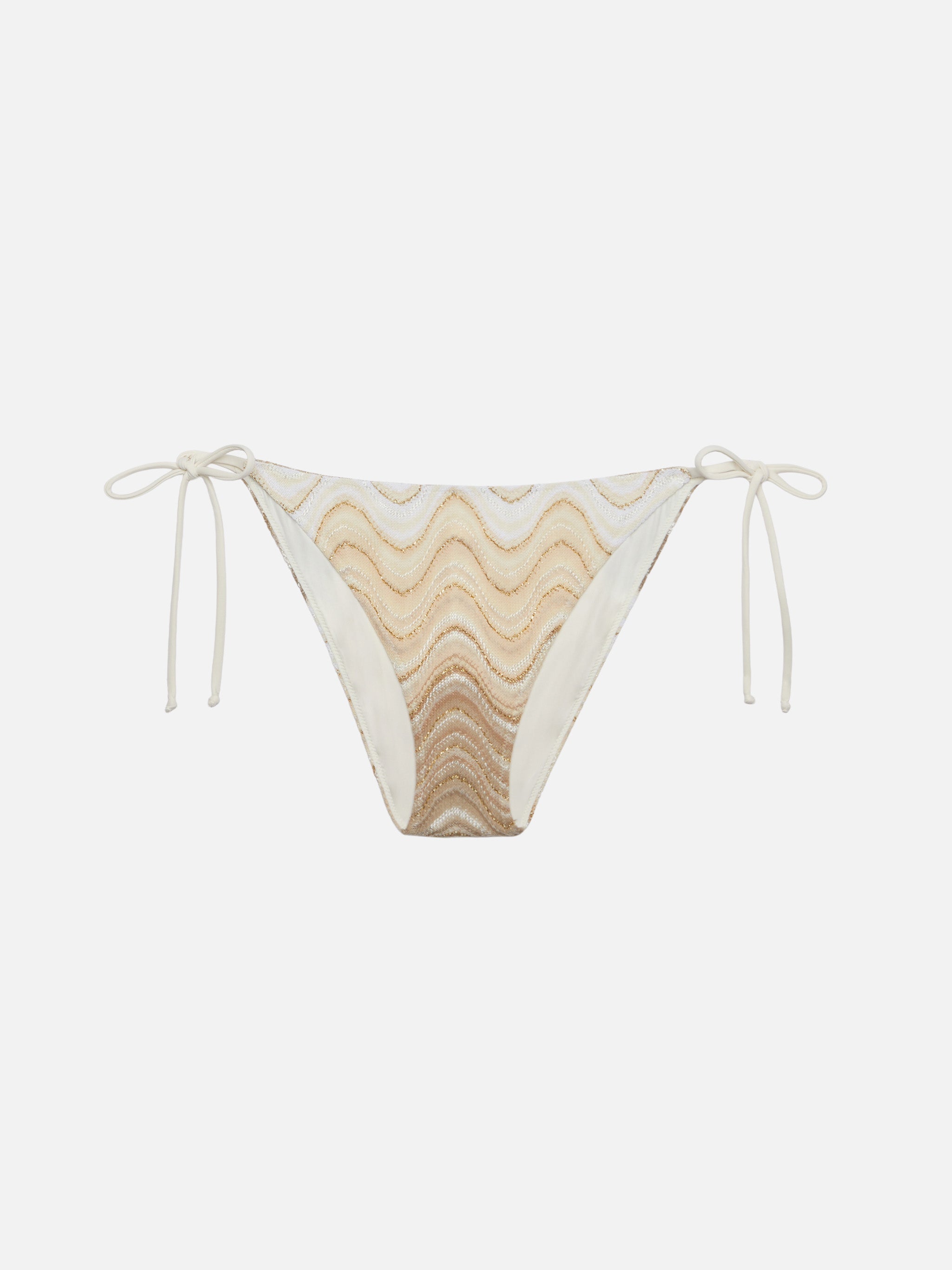 Virgo Raschel Knit Classic Swim Briefs With Wave Pattern Beige Bottom
