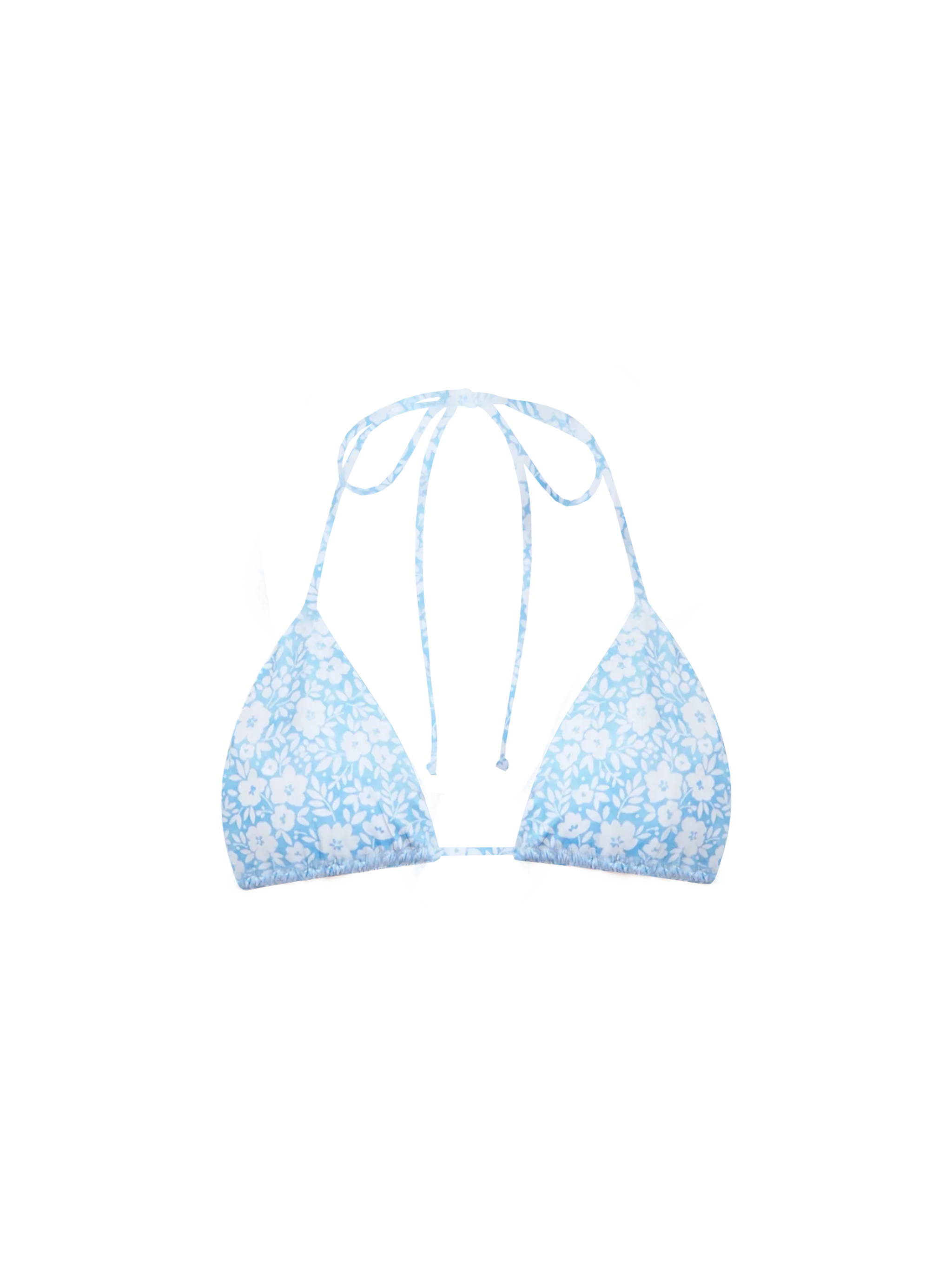 Leah Floral Print Triangle Bikini Top Sky