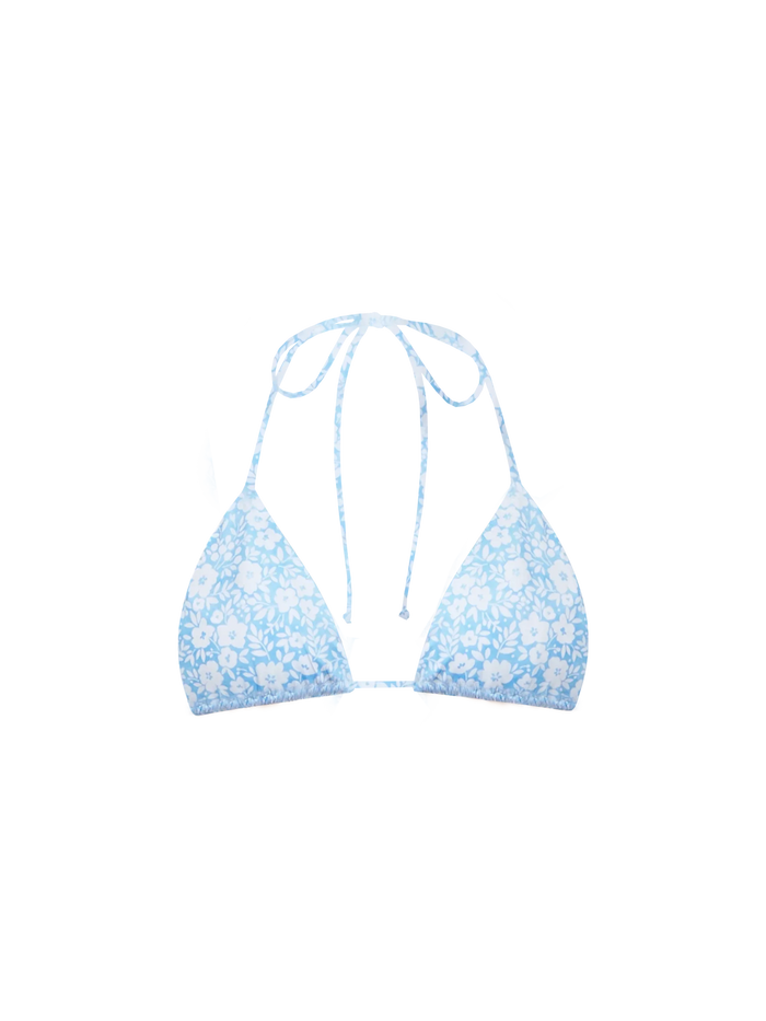 Leah Floral Print Triangle Bikini Top Sky