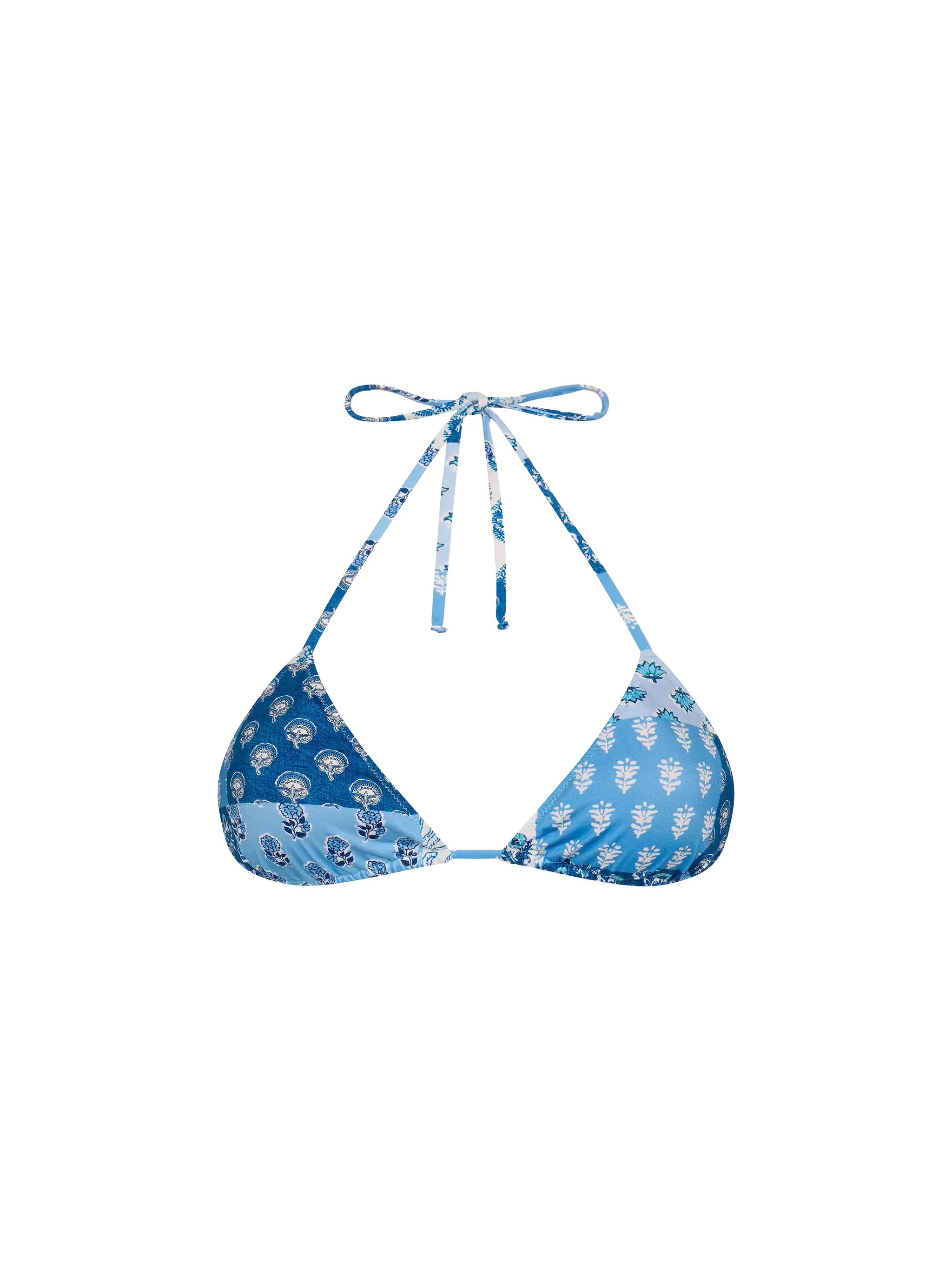 Leah Triangle Top With Floral Patch Print Sky