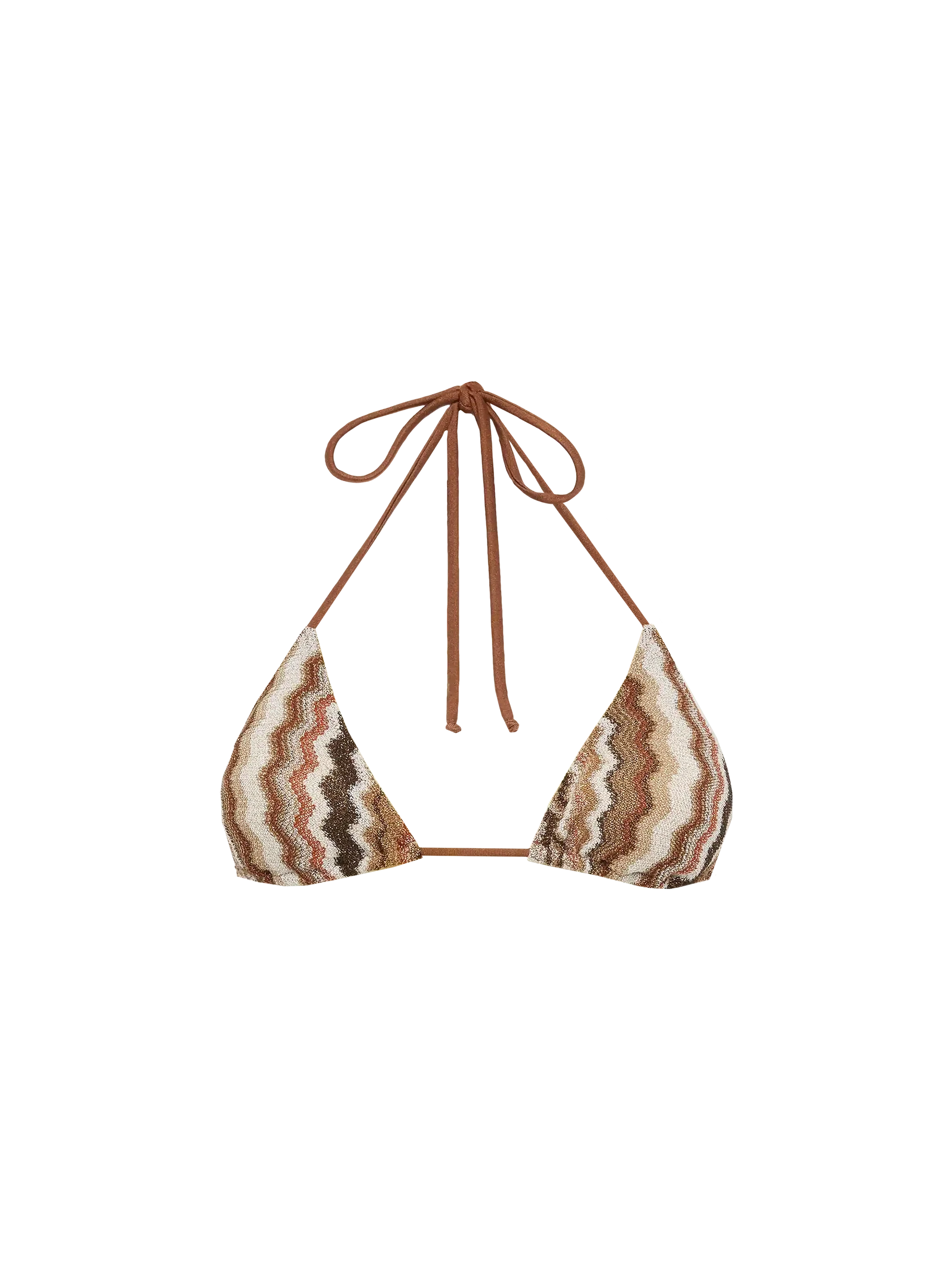 Leah Raschel Chevron Pattern Triangle Top Brown