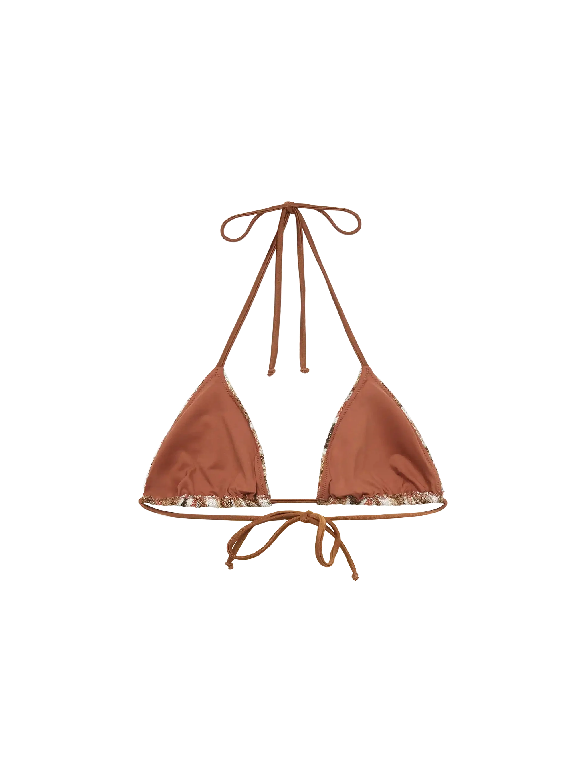 Leah Raschel Chevron Pattern Triangle Top Brown