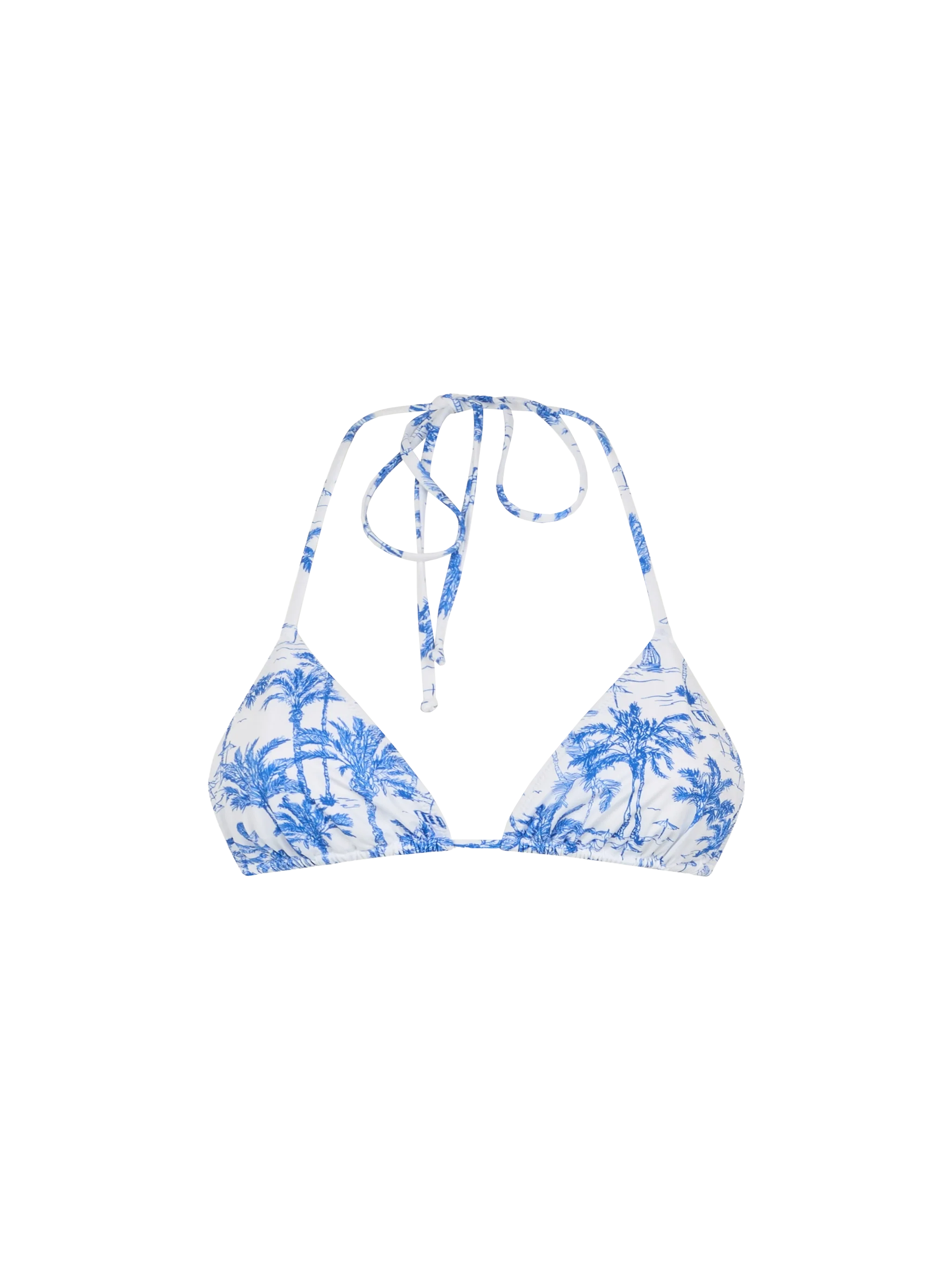Leah Toile De Jouy Triangle Bikini Top White