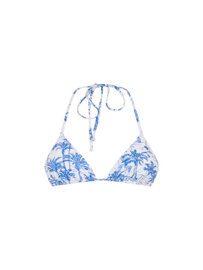 Leah Triangle Top Swimsuit With Toile De Jouy Print White