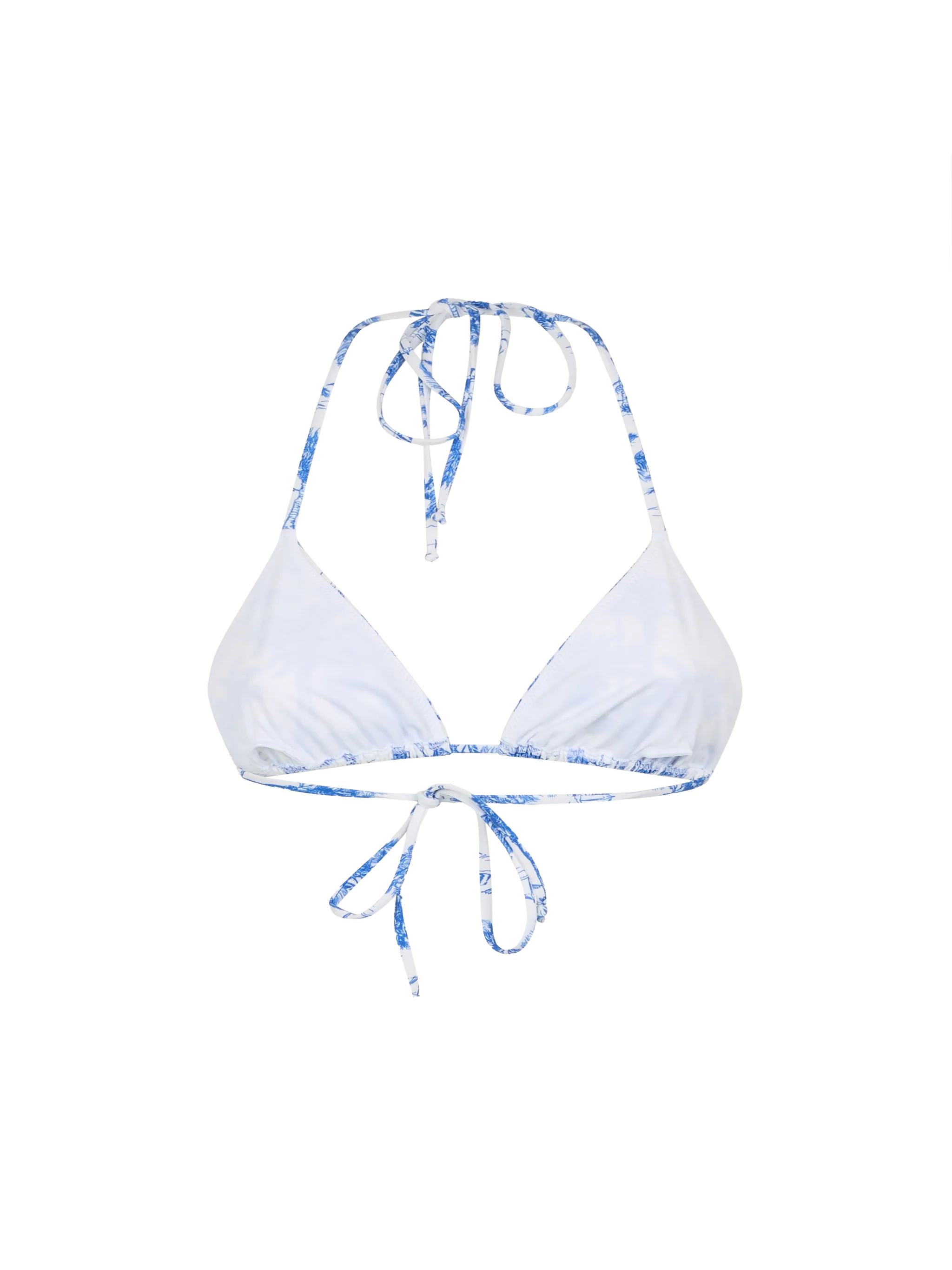 Leah Toile De Jouy Triangle Bikini Top White