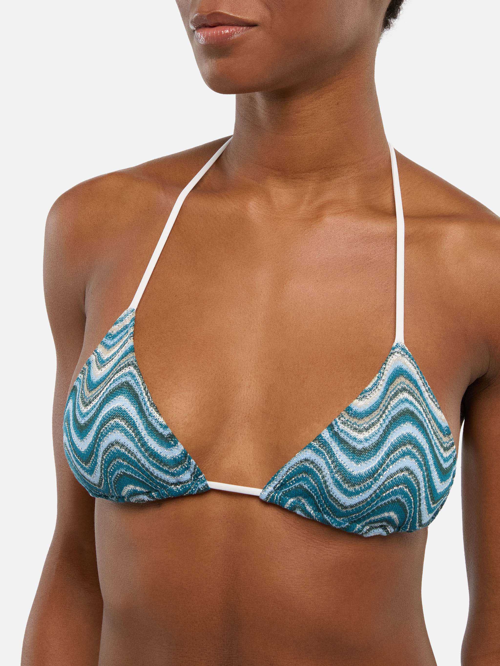 Leah Raschel Wave Pattern Triangle Top Green