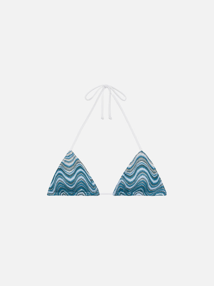 Leah Raschel Wave Pattern Triangle Top Green