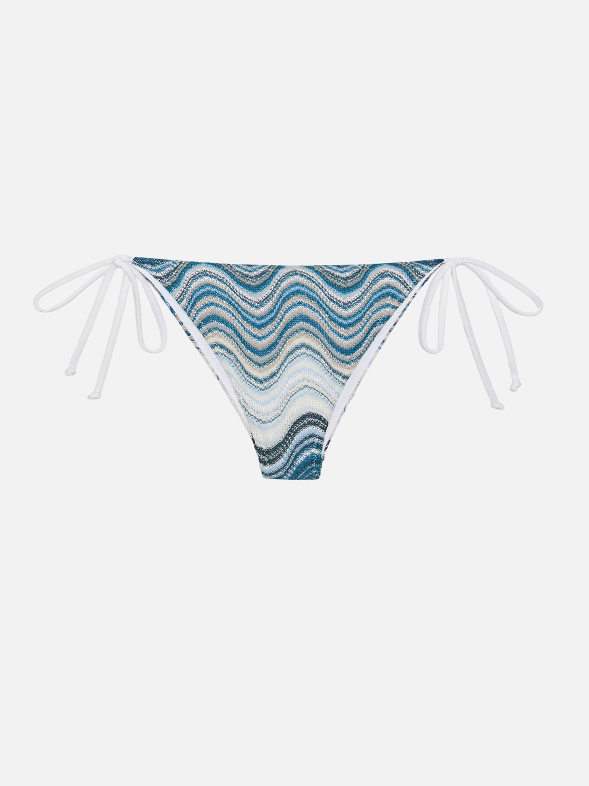 Marielle Raschel Classic Swim Briefs With Wave Pattern Green Bottom
