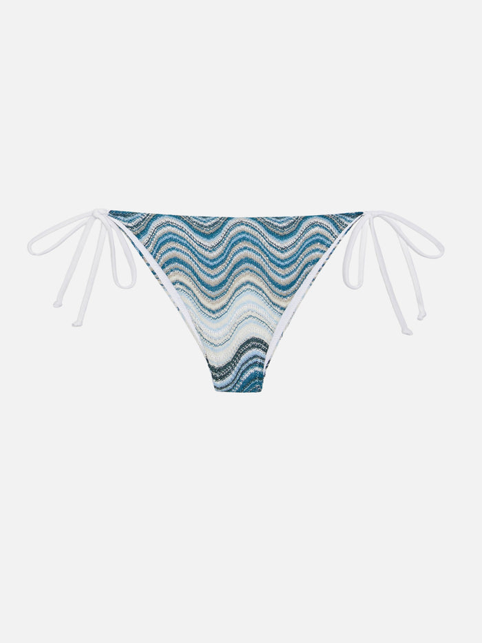 Marielle Raschel Classic Swim Briefs With Wave Pattern Green Bottom