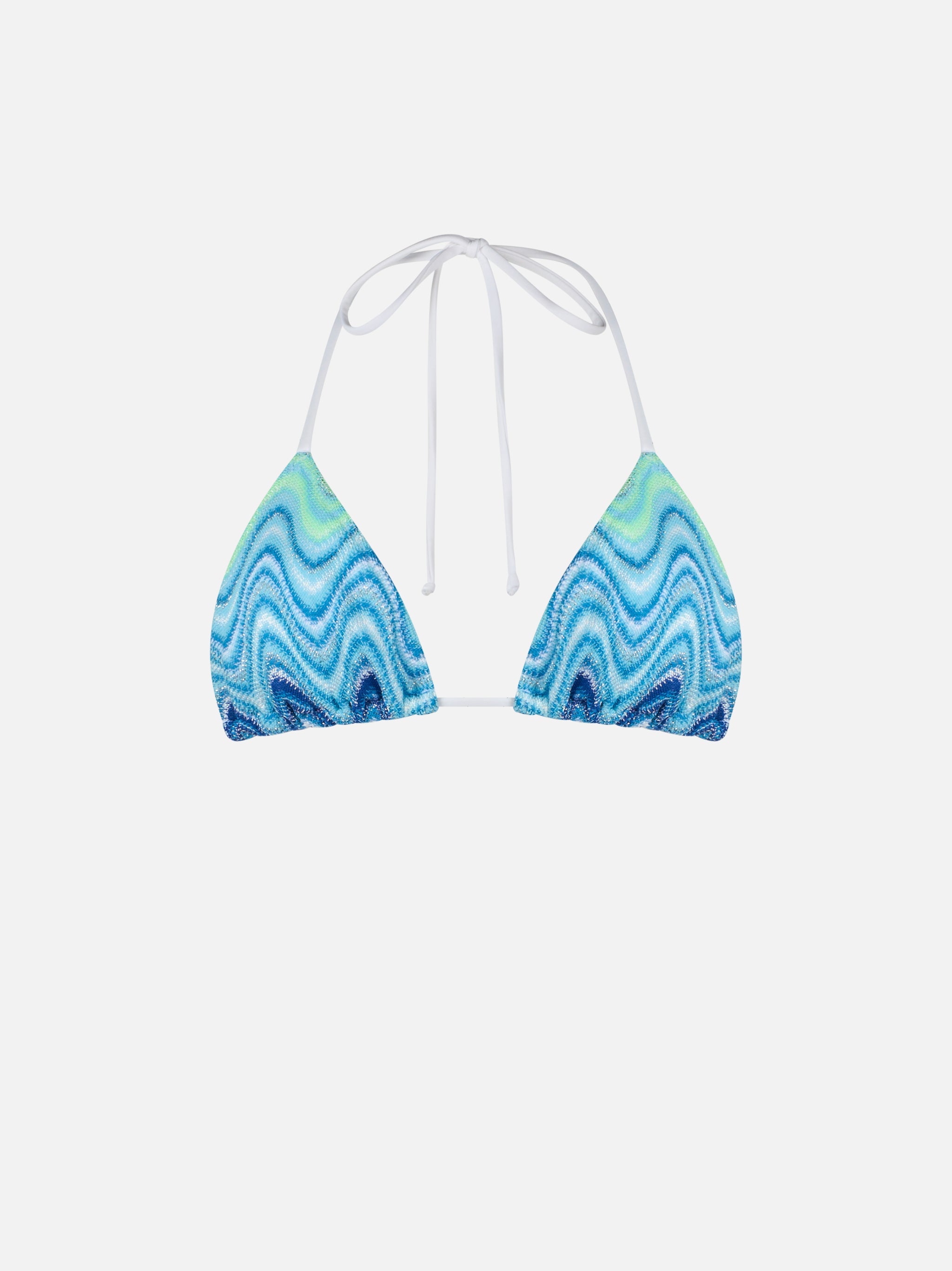 Woman Raschel Knit Triangle Top Swimsuit Leah Blue