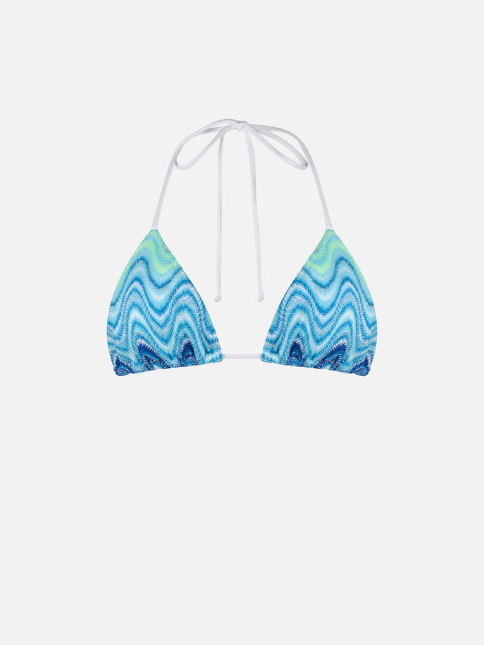 Woman Raschel Knit Triangle Top Swimsuit Leah Blue