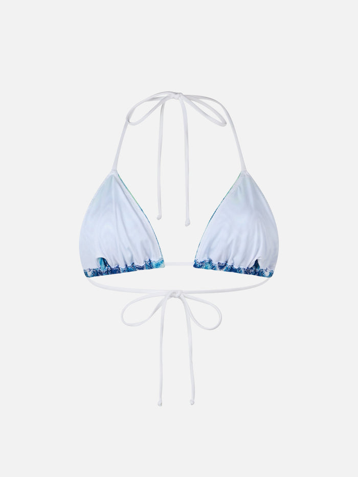 Woman Raschel Knit Triangle Top Swimsuit Leah Blue