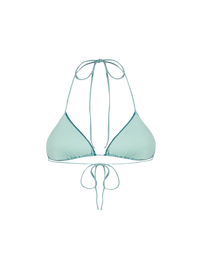 Leah Water Green Lurex Triangle Bikini Top