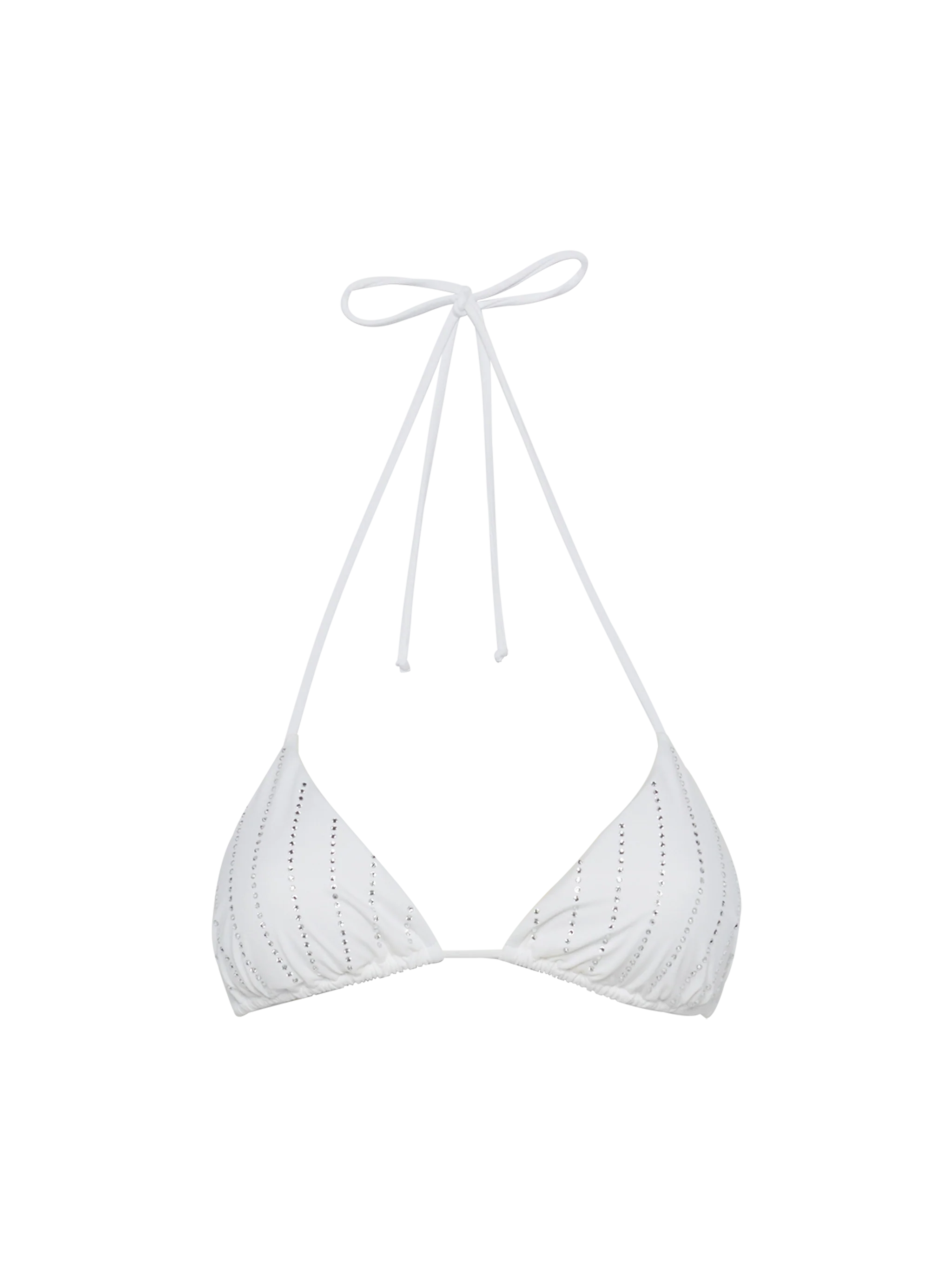 Leah Triangle Top Swimsuit With Striped Rhinestone Embellishment White