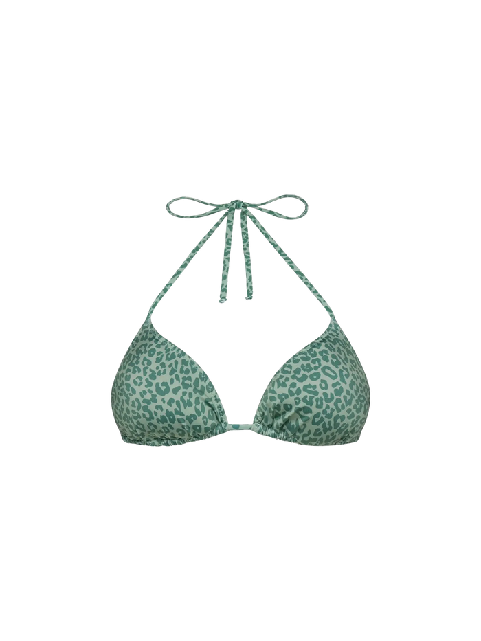 Leah Triangle Top Swimsuit With Animalier Print Green