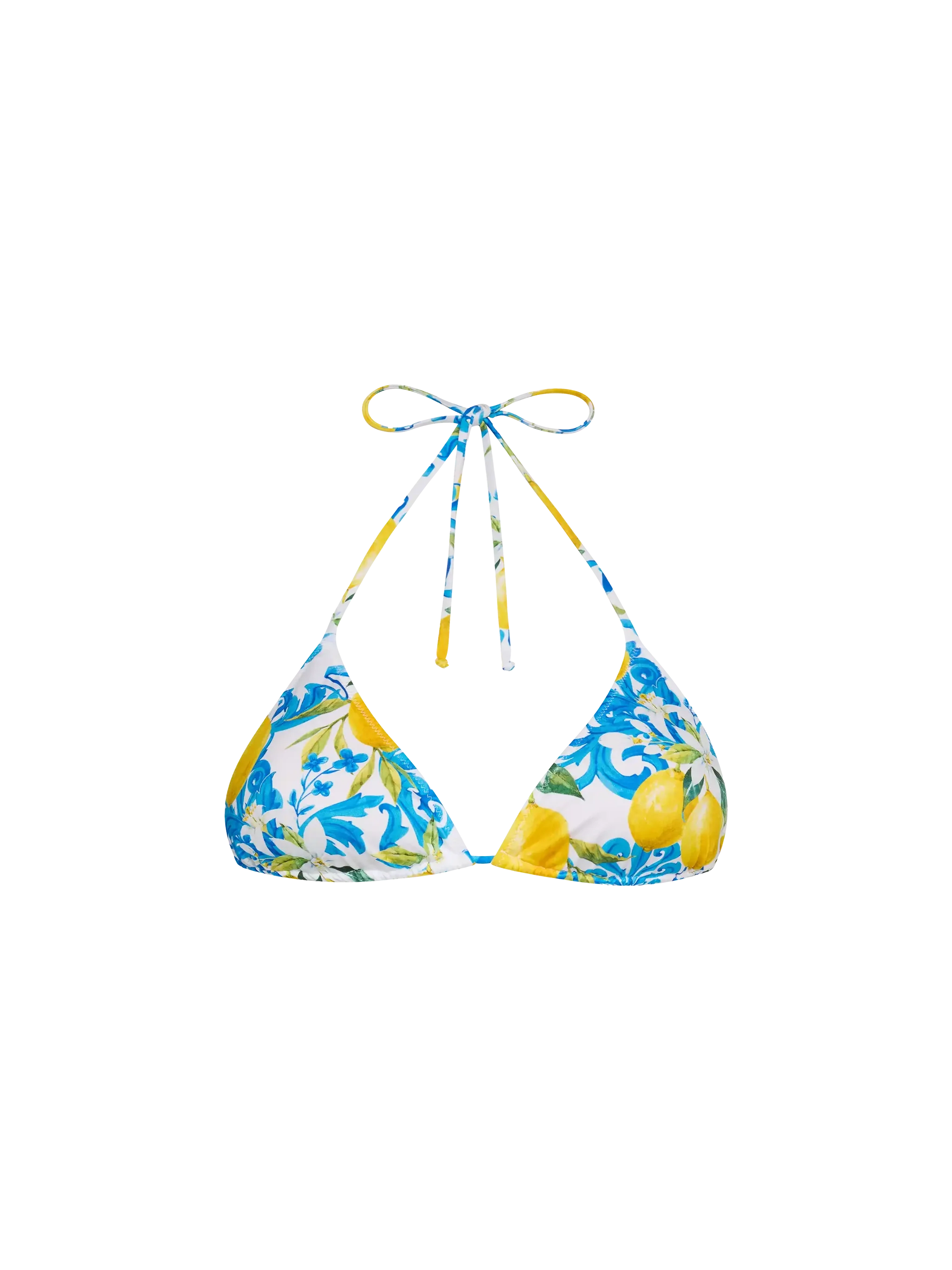 Leah Triangle Top Swimsuit With Majolica Print White