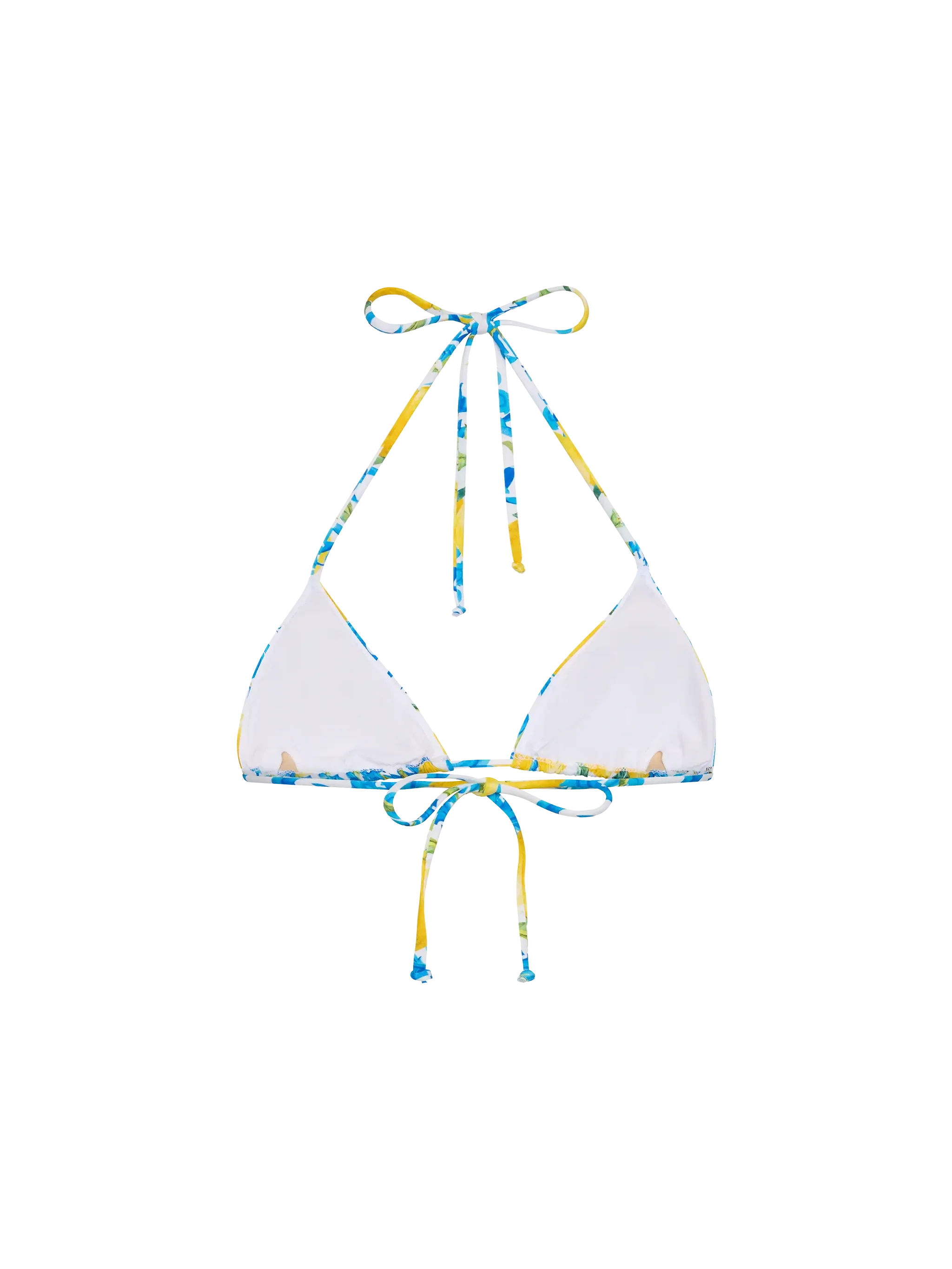 Leah Triangle Top Swimsuit With Majolica Print White
