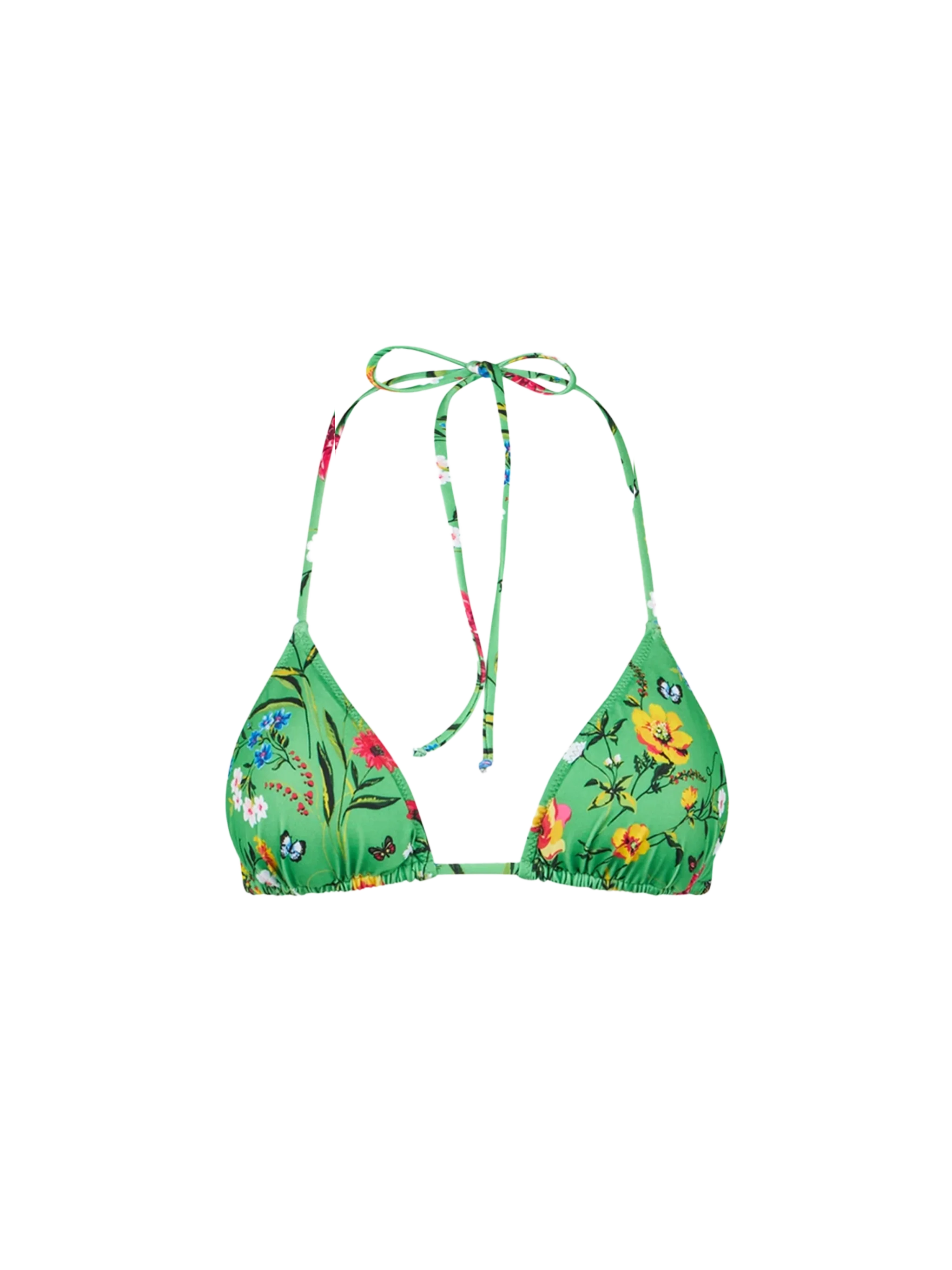 Leah Floral Triangle Bikini Top Green