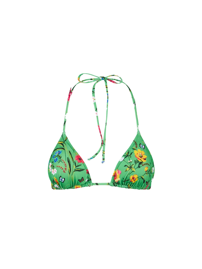Leah Floral Triangle Bikini Top Green