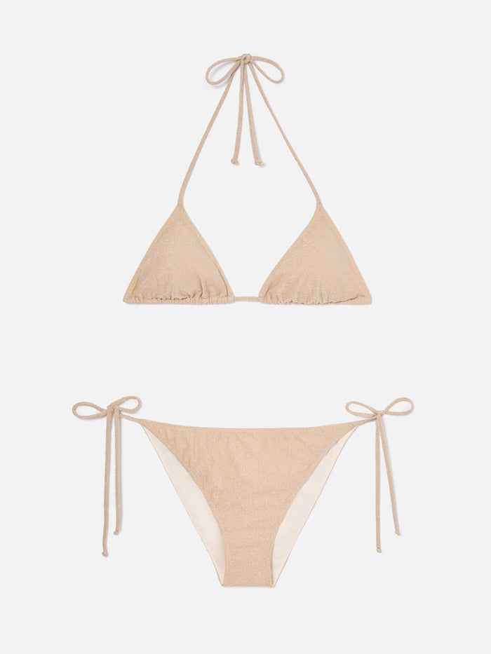 Leah Teen Gold Lurex Triangle Bikini White