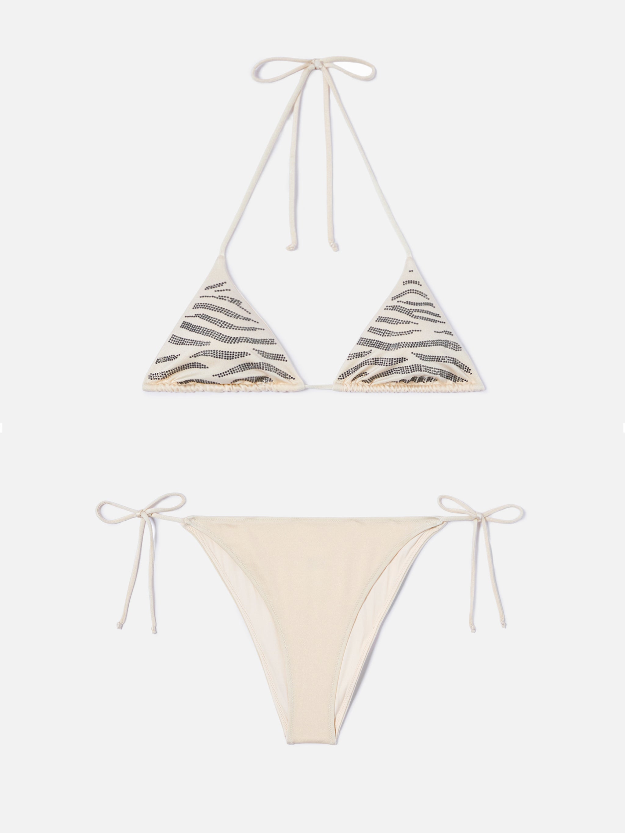 Leah Teen Glossy Finish Bikini With Zebra Rhinestones White
