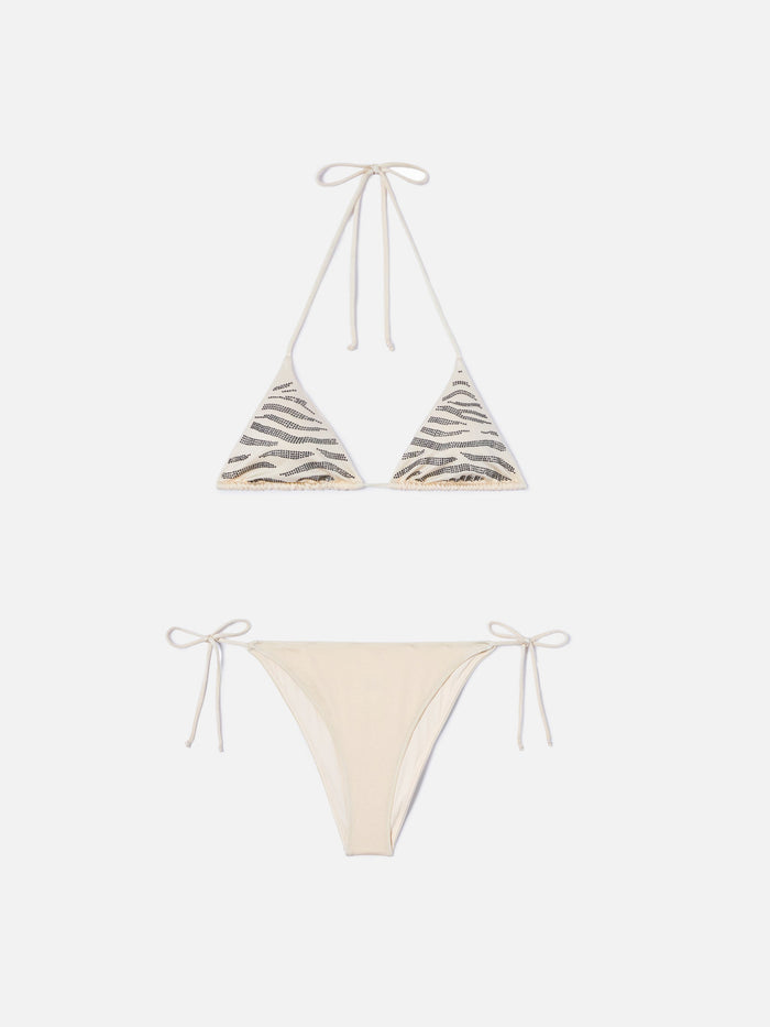 Leah Teen Glossy Finish Bikini With Zebra Rhinestones __single__