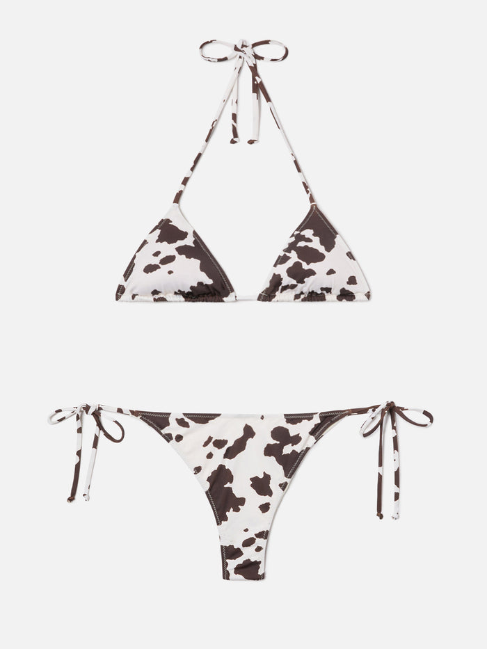 Leah Teen Cow Print Bikini White
