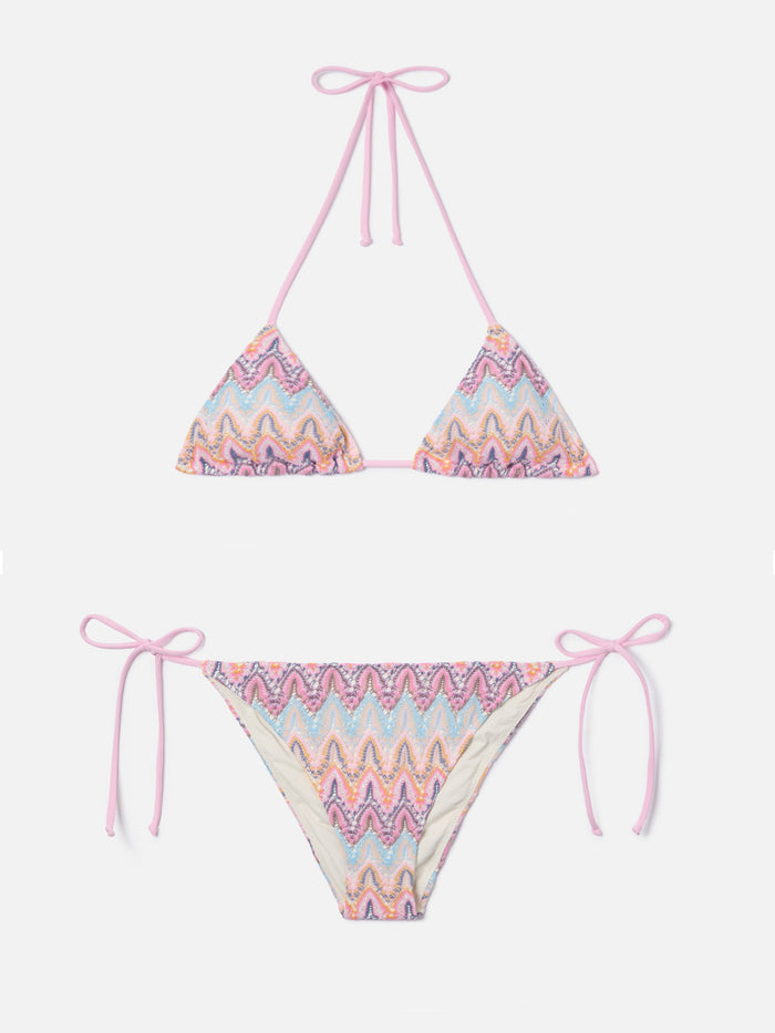Leah Teen Multicolor Raschel Bikini In Shades Of Pink __single__