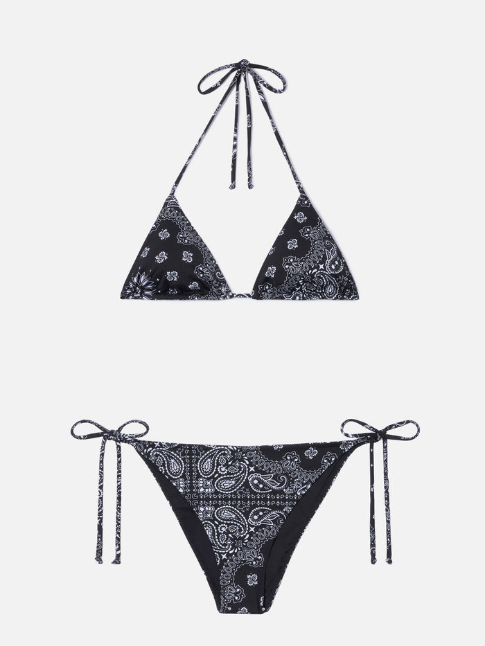 Leah Teen Black Bandana Print Bikini __single__