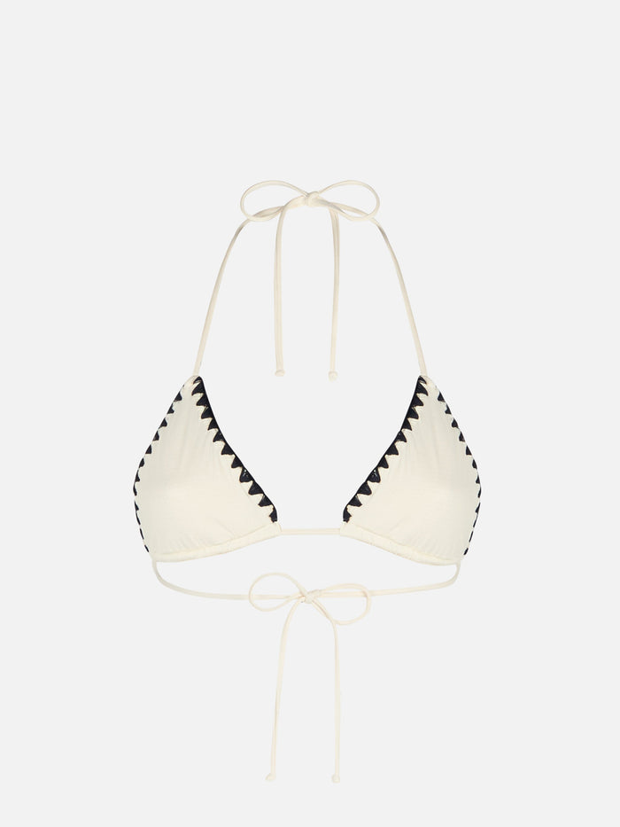 Leah Crochet Triangle Bikini Top White