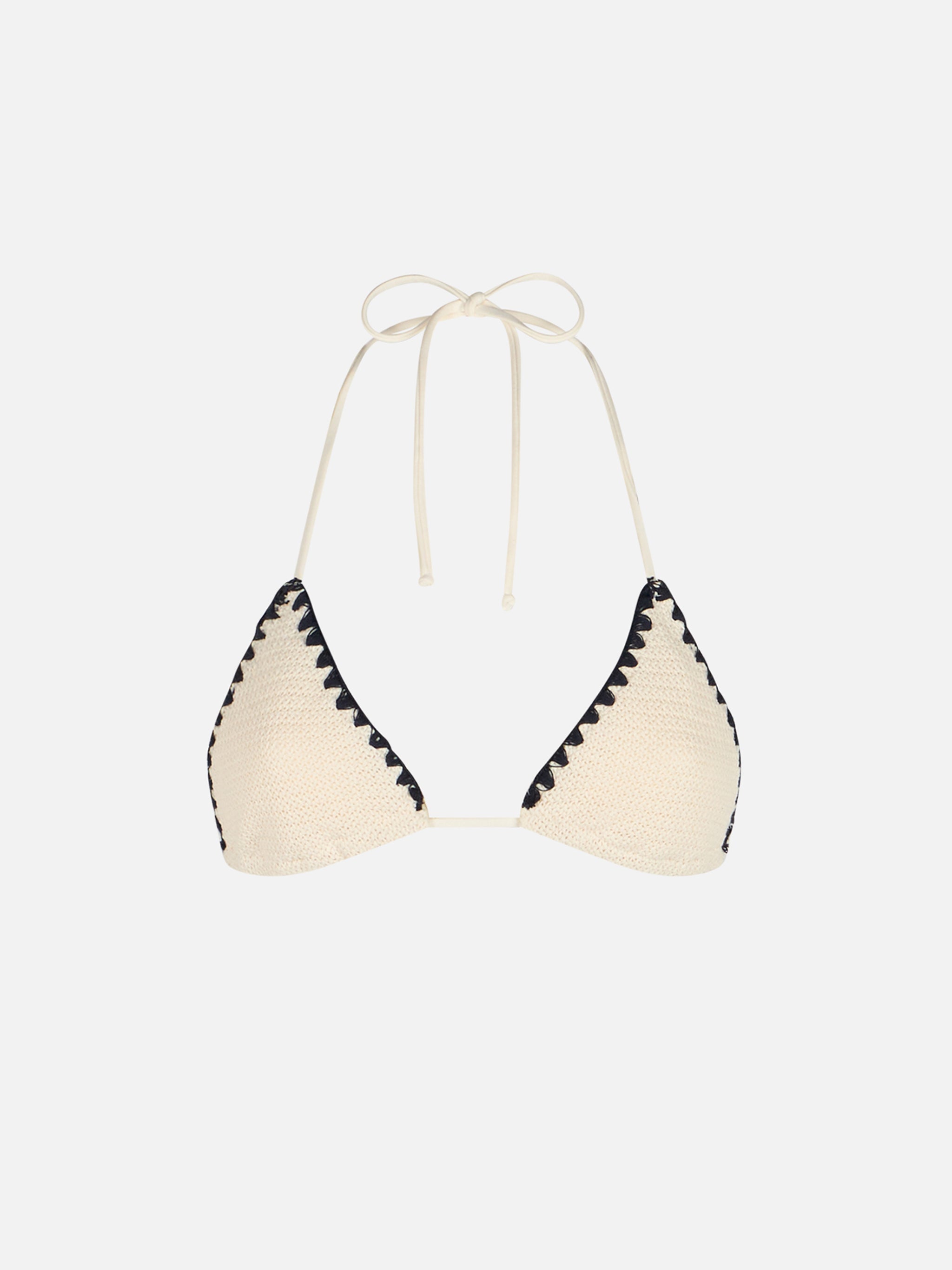 Leah Crochet Triangle Bikini Top White