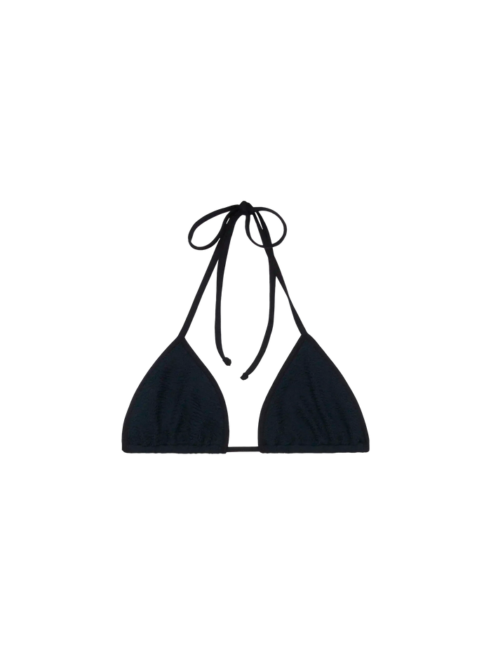 Leah Black Crinkle Triangle Top