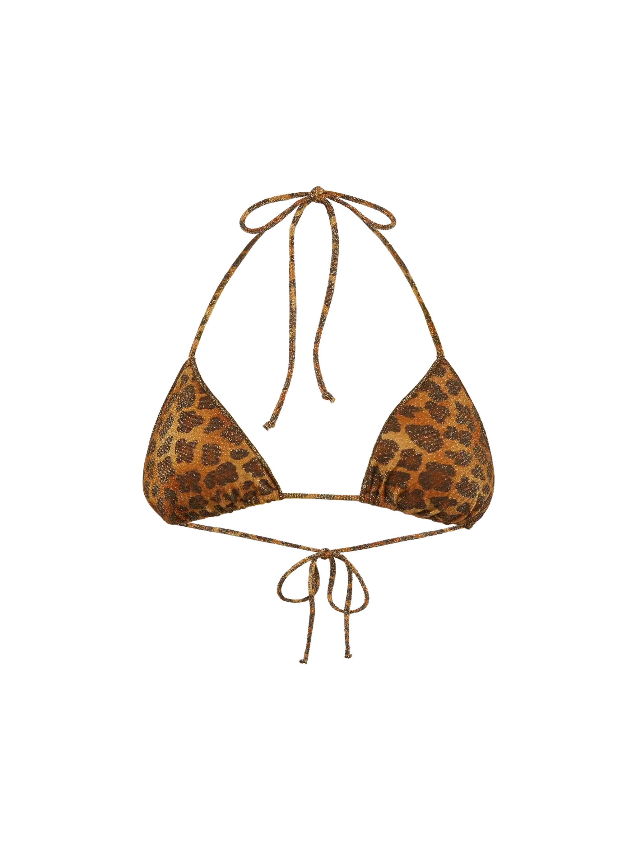 Leah Lurex Triangle Top With Animalier Print Brown