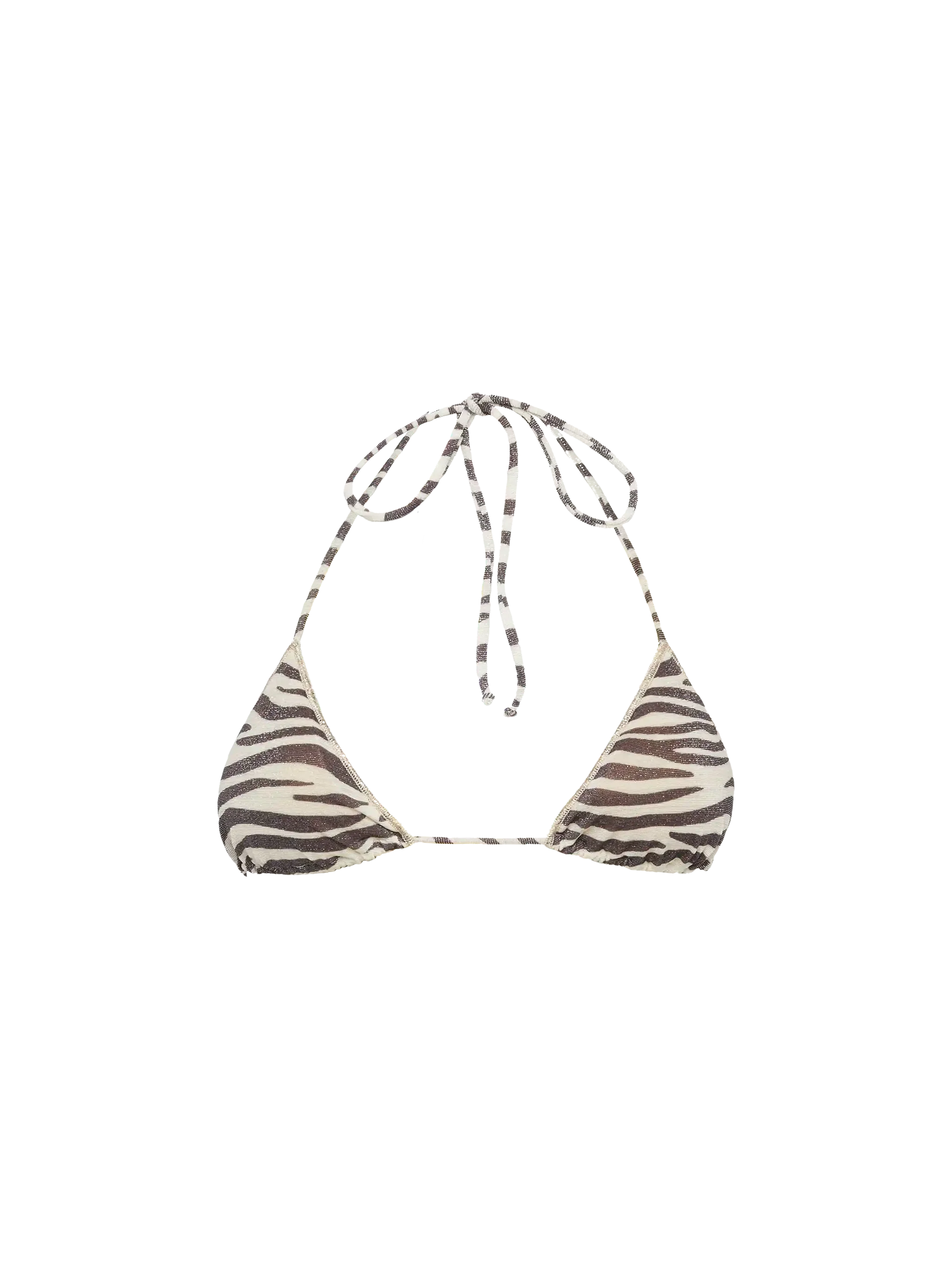 Leah Lurex Triangle Top With Zebra Print White