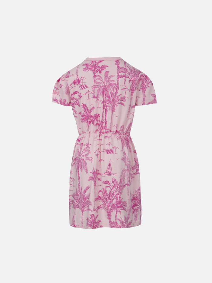 Girl Cotton Jersey Dress Leila With Toile De Jouy Print __single__